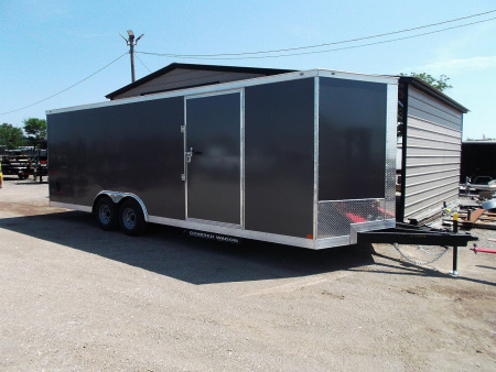 New 2025 COVERED WAGON TRAILERS 8.5x24 Cargo / Enclosed Trailer / Enclosed Car Hauler / 7ft Interior / 5200# Axles / 60  Triple Tube Tongue / Extra Wide Ramp / 48  RV Side Door / Semi-Screwless Exterior / Heavy Duty .080 Charcoal Gray Poly Core Skin