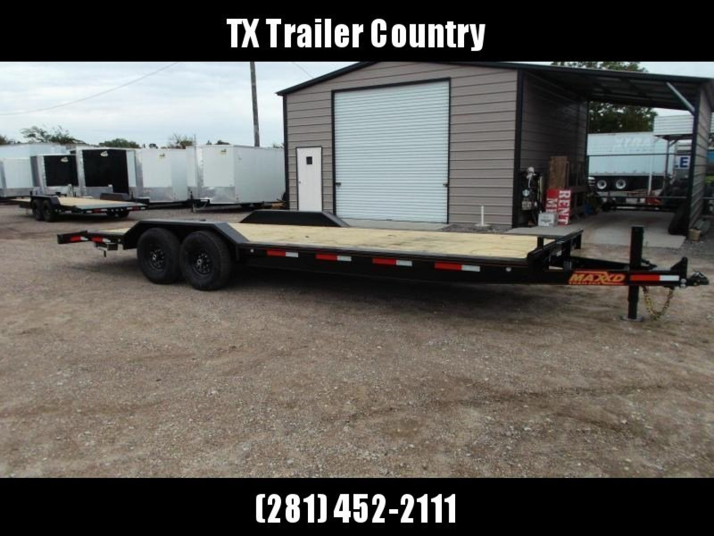 New 2026 MAXX-D 102x24 10K H5X Car Hauler / Flatbed Trailer / Equipment Hauler / Powder Coated / 5200# Axles / Drive Over Fenders / 5ft Stow Away C-Channel Ramps