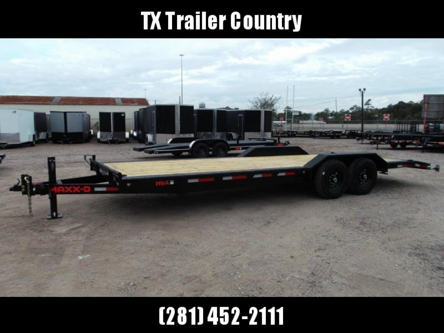 New 2026 MAXX-D 102x24 10K H5X Car Hauler / Flatbed Trailer / Equipment Hauler / Powder Coated / 5200# Axles / Drive Over Fenders / 5ft Stow Away C-Channel Ramps
