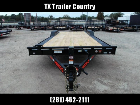 New 2026 MAXX-D 102x24 10K H5X Car Hauler / Flatbed Trailer / Equipment Hauler / Powder Coated / 5200# Axles / Drive Over Fenders / 5ft Stow Away C-Channel Ramps