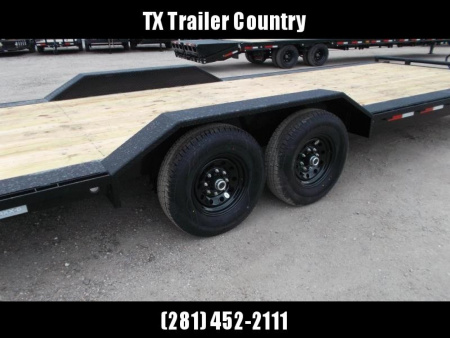 New 2026 MAXX-D 102x24 10K H5X Car Hauler / Flatbed Trailer / Equipment Hauler / Powder Coated / 5200# Axles / Drive Over Fenders / 5ft Stow Away C-Channel Ramps