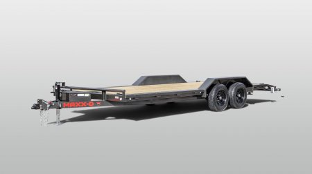 New 2026 MAXX-D 102x24 10K H5X Car Hauler / Flatbed Trailer / Equipment Hauler / Powder Coated / 5200# Axles / Drive Over Fenders / 5ft Stow Away C-Channel Ramps