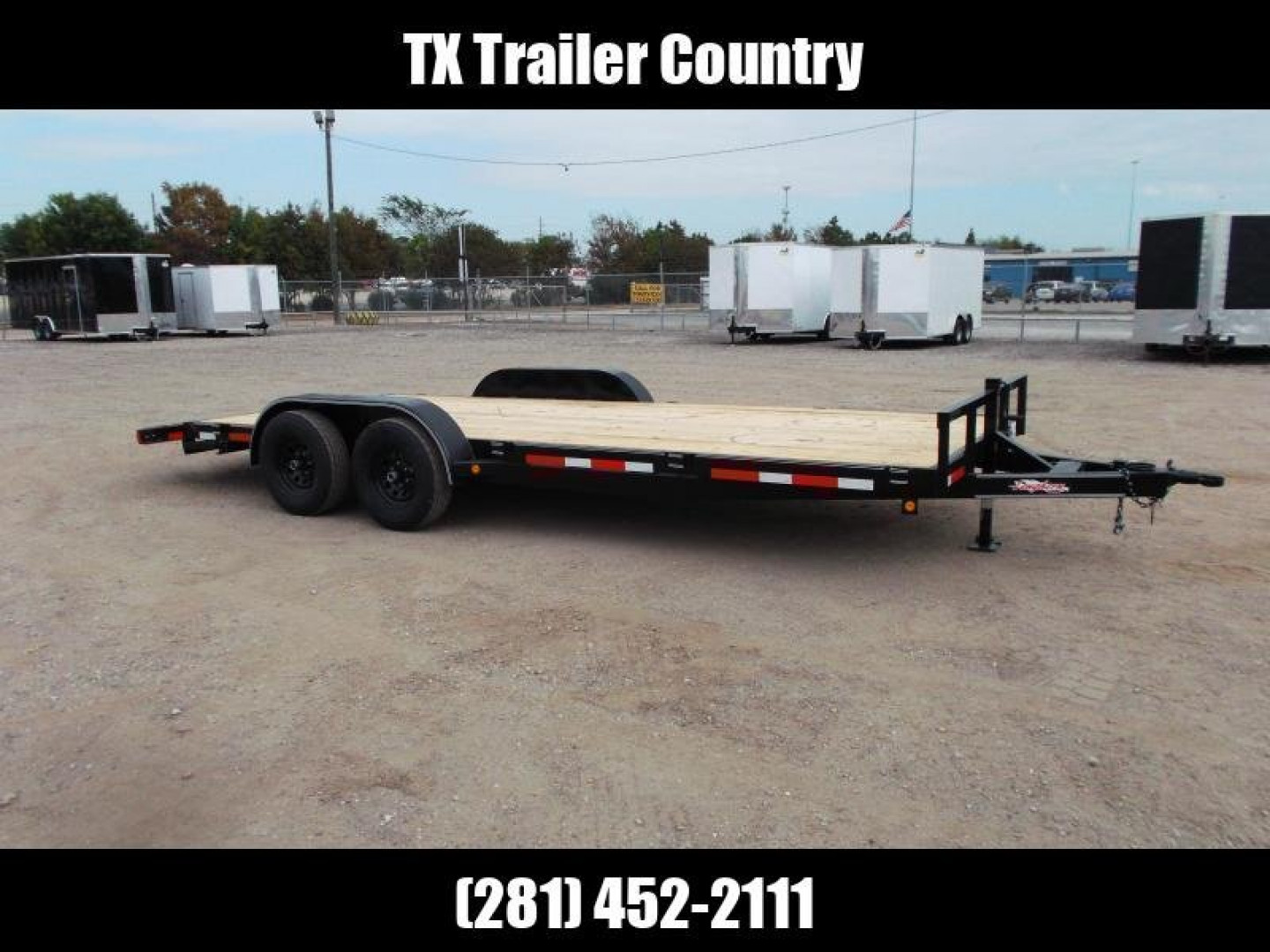 New 2025 LONGHORN TRAILERS 83x20 10K Car Hauler / Racing Trailer / Flat Deck / 5200# Axles / 7K Jack / 2ft Dovetail / 5ft C-Channel Ramps / LED Lights