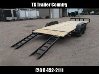 New 2025 LONGHORN TRAILERS 83x20 10K Car Hauler / Racing Trailer / Flat Deck / 5200# Axles / 7K Jack / 2ft Dovetail / 5ft C-Channel Ramps / LED Lights