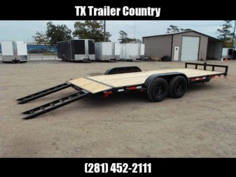 New 2025 LONGHORN TRAILERS 83x20 10K Car Hauler / Racing Trailer / Flat Deck / 5200# Axles / 7K Jack / 2ft Dovetail / 5ft C-Channel Ramps / LED Lights