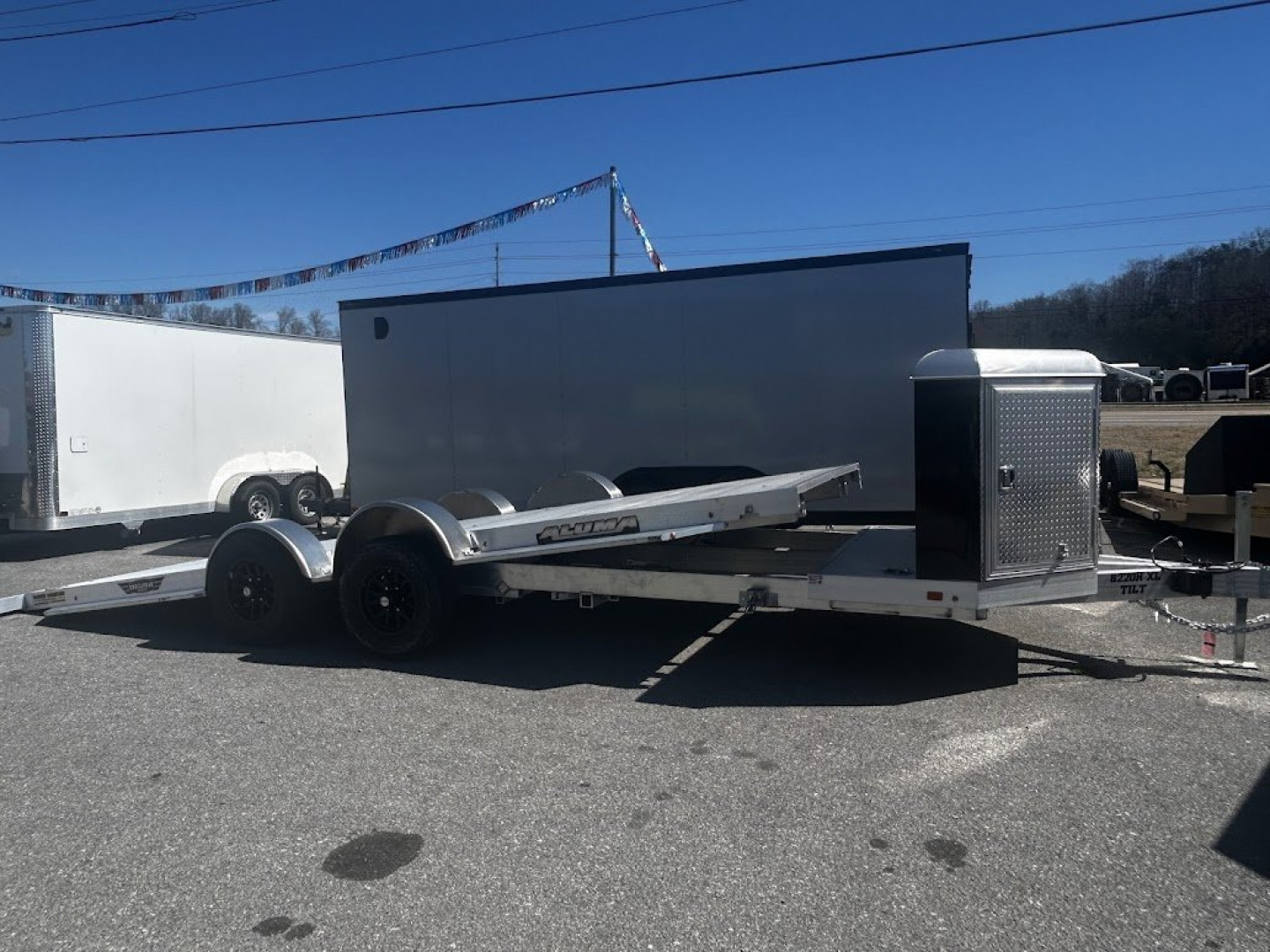 New 2025 Aluma 8220H-XL-TILT-TA-EL-RTD BLK BOX Utility Trailer