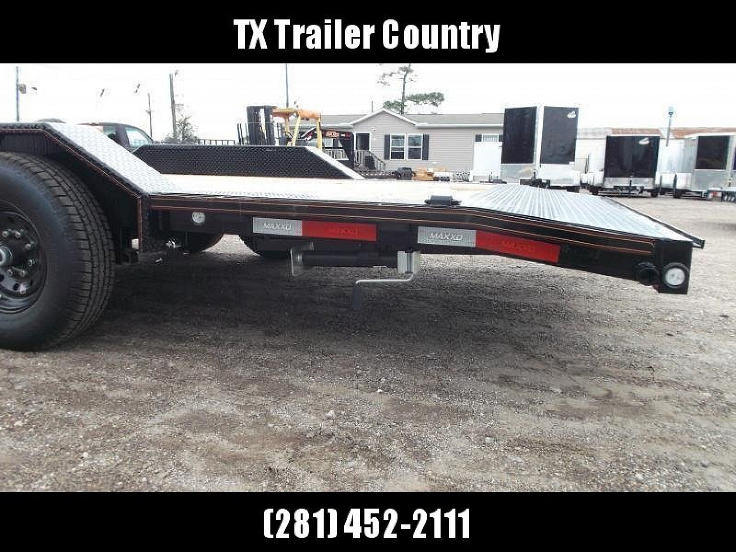 New 2025 Maxxd 102x24 10K H5X Car Hauler / Flatbed Trailer / Equipment Hauler / Powder Coated / 5200# Axles / Drive Over Fenders / 5ft Stow Away C-Channel Ramps