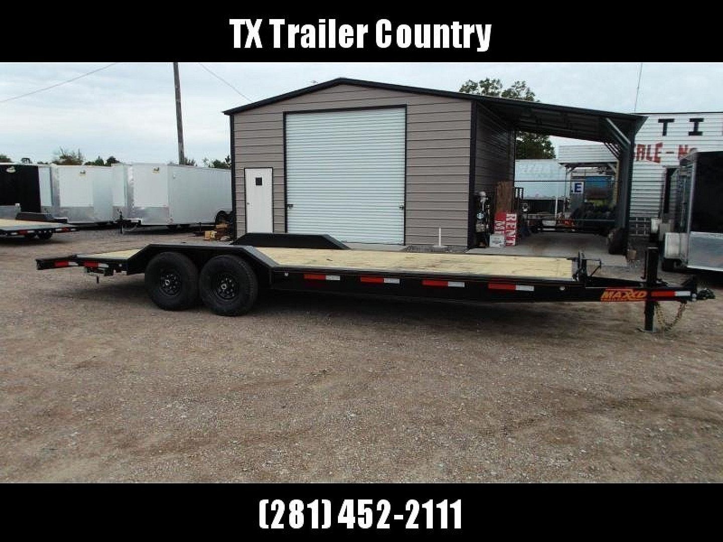 New 2025 Maxxd 102x24 10K H5X Car Hauler / Flatbed Trailer / Equipment Hauler / Powder Coated / 5200# Axles / Drive Over Fenders / 5ft Stow Away C-Channel Ramps