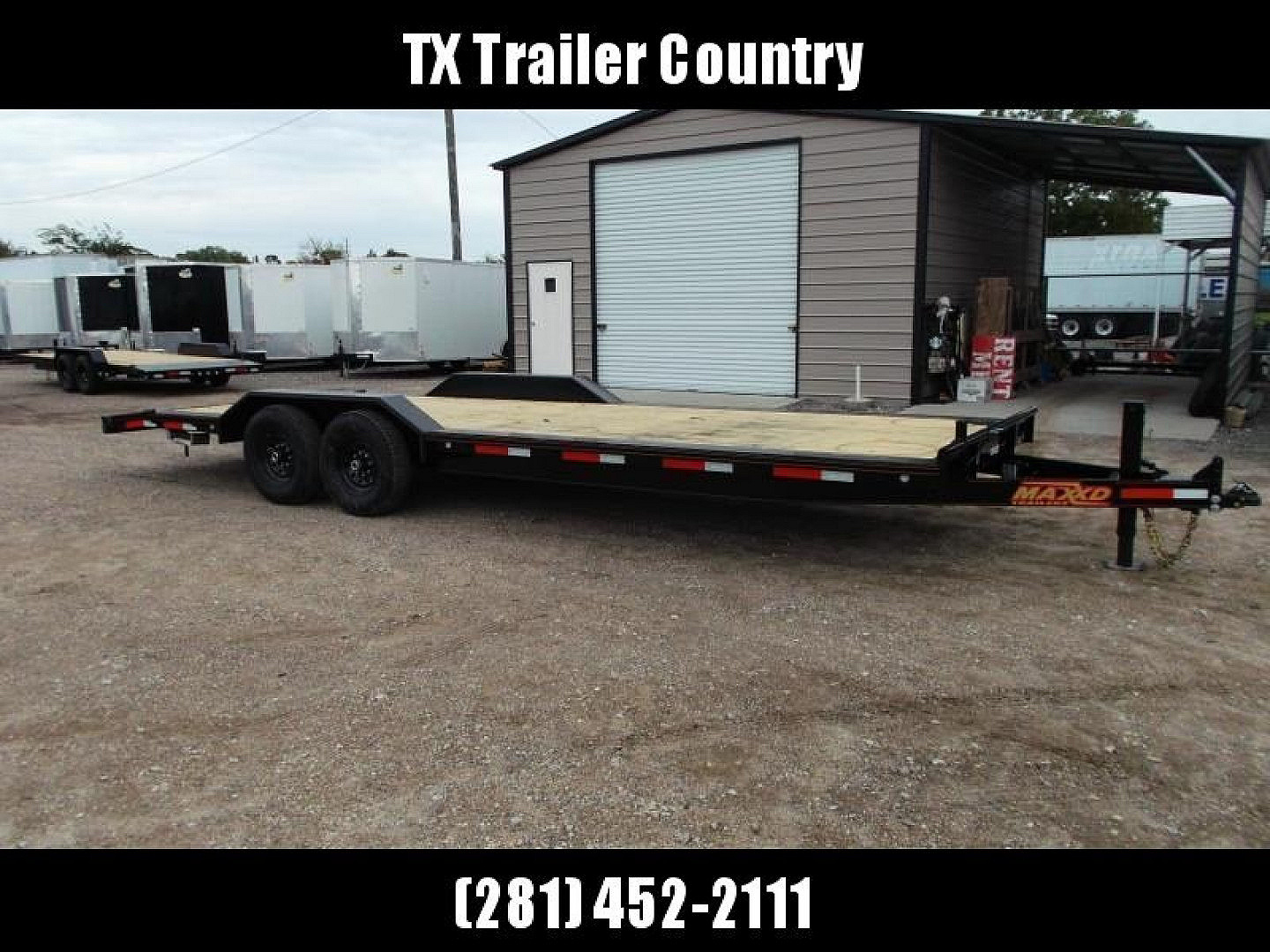 New 2025 Maxxd 102x24 10K H5X Car Hauler / Flatbed Trailer / Equipment Hauler / Powder Coated / 5200# Axles / Drive Over Fenders / 5ft Stow Away C-Channel Ramps