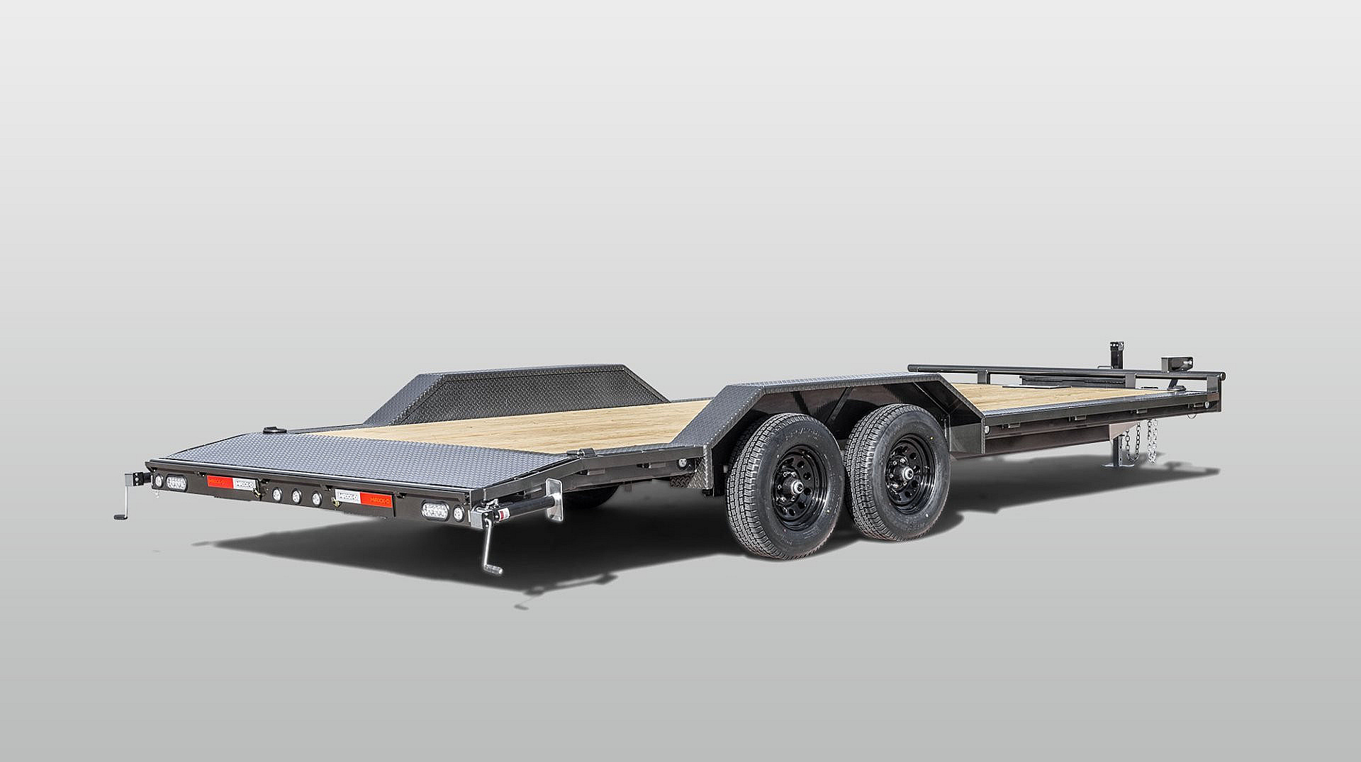 New 2025 Maxxd 102x24 10K H5X Car Hauler / Flatbed Trailer / Equipment Hauler / Powder Coated / 5200# Axles / Drive Over Fenders / 5ft Stow Away C-Channel Ramps