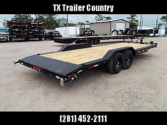 New 2025 Maxxd 102x24 10K H5X Car Hauler / Flatbed Trailer / Equipment Hauler / Powder Coated / 5200# Axles / Drive Over Fenders / 5ft Stow Away C-Channel Ramps