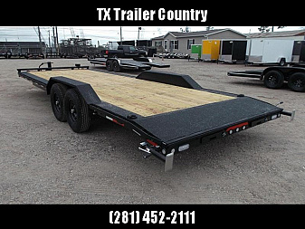 New 2025 Maxxd 102x24 10K H5X Car Hauler / Flatbed Trailer / Equipment Hauler / Powder Coated / 5200# Axles / Drive Over Fenders / 5ft Stow Away C-Channel Ramps