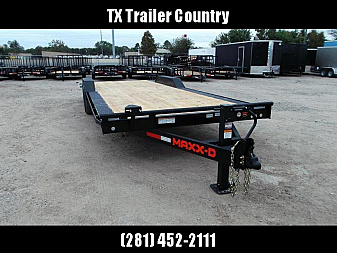 New 2025 Maxxd 102x24 10K H5X Car Hauler / Flatbed Trailer / Equipment Hauler / Powder Coated / 5200# Axles / Drive Over Fenders / 5ft Stow Away C-Channel Ramps