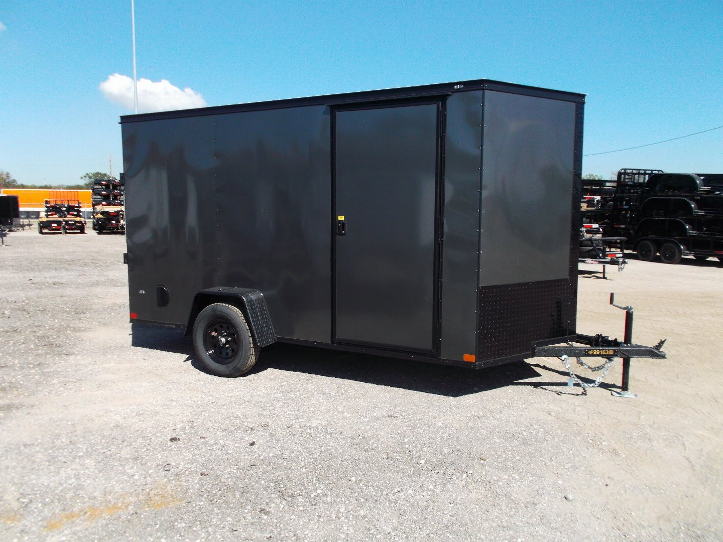 New 2025 COVERED WAGON TRAILERS 6x12 Single Axle Cargo / Enclosed Trailer / 6'6" Interior / Extra Wide Ramp / RV Side Door / LEDs / .030 Charcoal Gray Semi-Screwless Exterior / Black Out Package