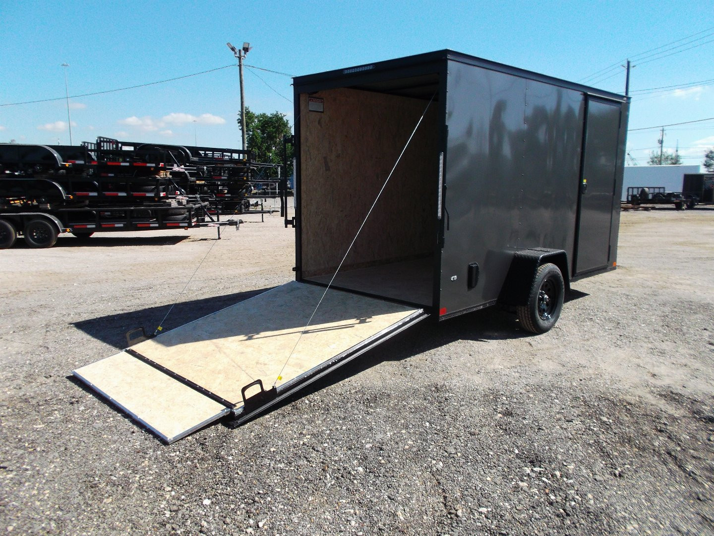 New 2025 COVERED WAGON TRAILERS 6x12 Single Axle Cargo / Enclosed Trailer / 6'6" Interior / Extra Wide Ramp / RV Side Door / LEDs / .030 Charcoal Gray Semi-Screwless Exterior / Black Out Package