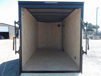 New 2025 COVERED WAGON TRAILERS 6x12 Single Axle Cargo / Enclosed Trailer / 6'6" Interior / Extra Wide Ramp / RV Side Door / LEDs / .030 Charcoal Gray Semi-Screwless Exterior / Black Out Package