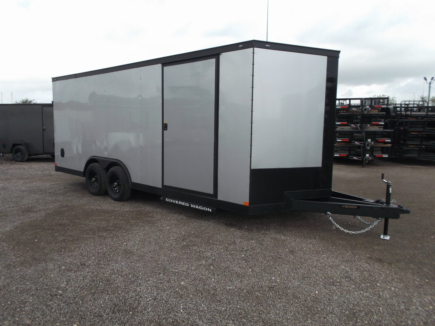 New 2025 Covered Wagon Trailers 8.5x24 Cargo / Enclosed Trailer / Race Trailer / 7ft Interior / 5200# Axles / Black Out Package / Silver .030 Semi- Screwless Exterior / Extra Wide Ramp / 48" RV Side Door / RV Step