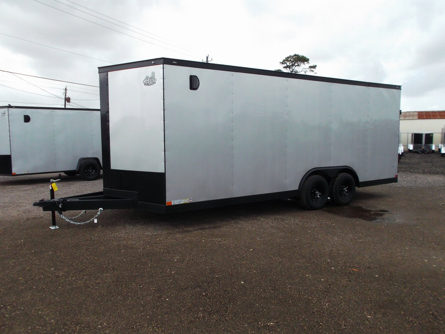 New 2025 Covered Wagon Trailers 8.5x24 Cargo / Enclosed Trailer / Race Trailer / 7ft Interior / 5200# Axles / Black Out Package / Silver .030 Semi- Screwless Exterior / Extra Wide Ramp / 48" RV Side Door / RV Step