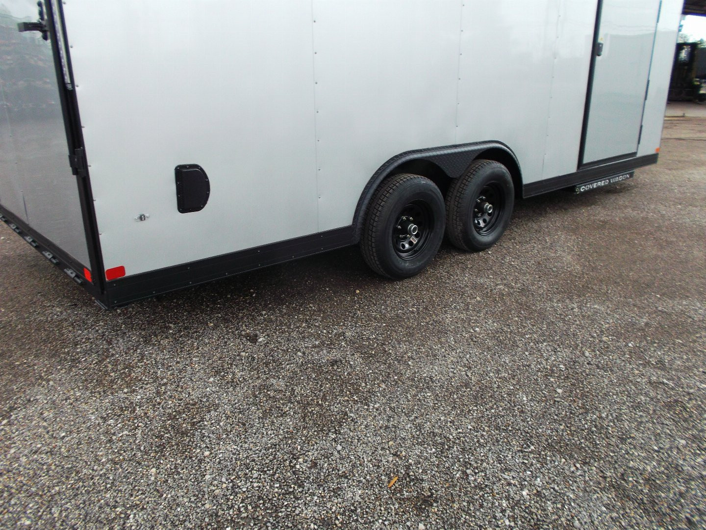 New 2025 Covered Wagon Trailers 8.5x24 Cargo / Enclosed Trailer / Race Trailer / 7ft Interior / 5200# Axles / Black Out Package / Silver .030 Semi- Screwless Exterior / Extra Wide Ramp / 48" RV Side Door / RV Step