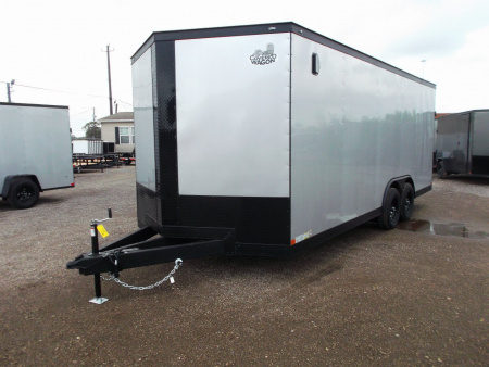 New 2025 Covered Wagon Trailers 8.5x24 Cargo / Enclosed Trailer / Race Trailer / 7ft Interior / 5200# Axles / Black Out Package / Silver .030 Semi- Screwless Exterior / Extra Wide Ramp / 48" RV Side Door / RV Step