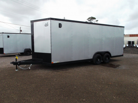 New 2025 Covered Wagon Trailers 8.5x24 Cargo / Enclosed Trailer / Race Trailer / 7ft Interior / 5200# Axles / Black Out Package / Silver .030 Semi- Screwless Exterior / Extra Wide Ramp / 48" RV Side Door / RV Step