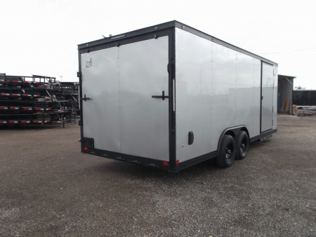 New 2025 Covered Wagon Trailers 8.5x24 Cargo / Enclosed Trailer / Race Trailer / 7ft Interior / 5200# Axles / Black Out Package / Silver .030 Semi- Screwless Exterior / Extra Wide Ramp / 48" RV Side Door / RV Step