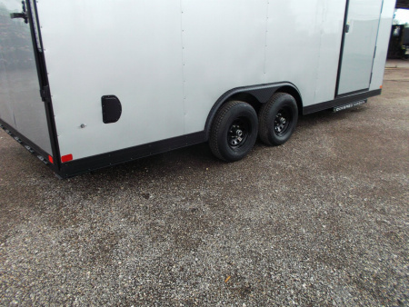 New 2025 Covered Wagon Trailers 8.5x24 Cargo / Enclosed Trailer / Race Trailer / 7ft Interior / 5200# Axles / Black Out Package / Silver .030 Semi- Screwless Exterior / Extra Wide Ramp / 48" RV Side Door / RV Step