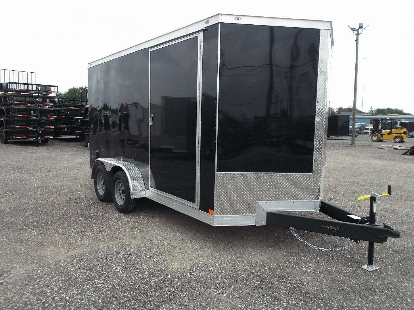 New 2025 COVERED WAGON TRAILERS 7x12 Tandem Axle Cargo Trailer / Enclosed Trailer / 6'6" Interior / Extra Wide Ramp / 36" RV Door / LEDs / .030 Black Semi-Screwless Exterior