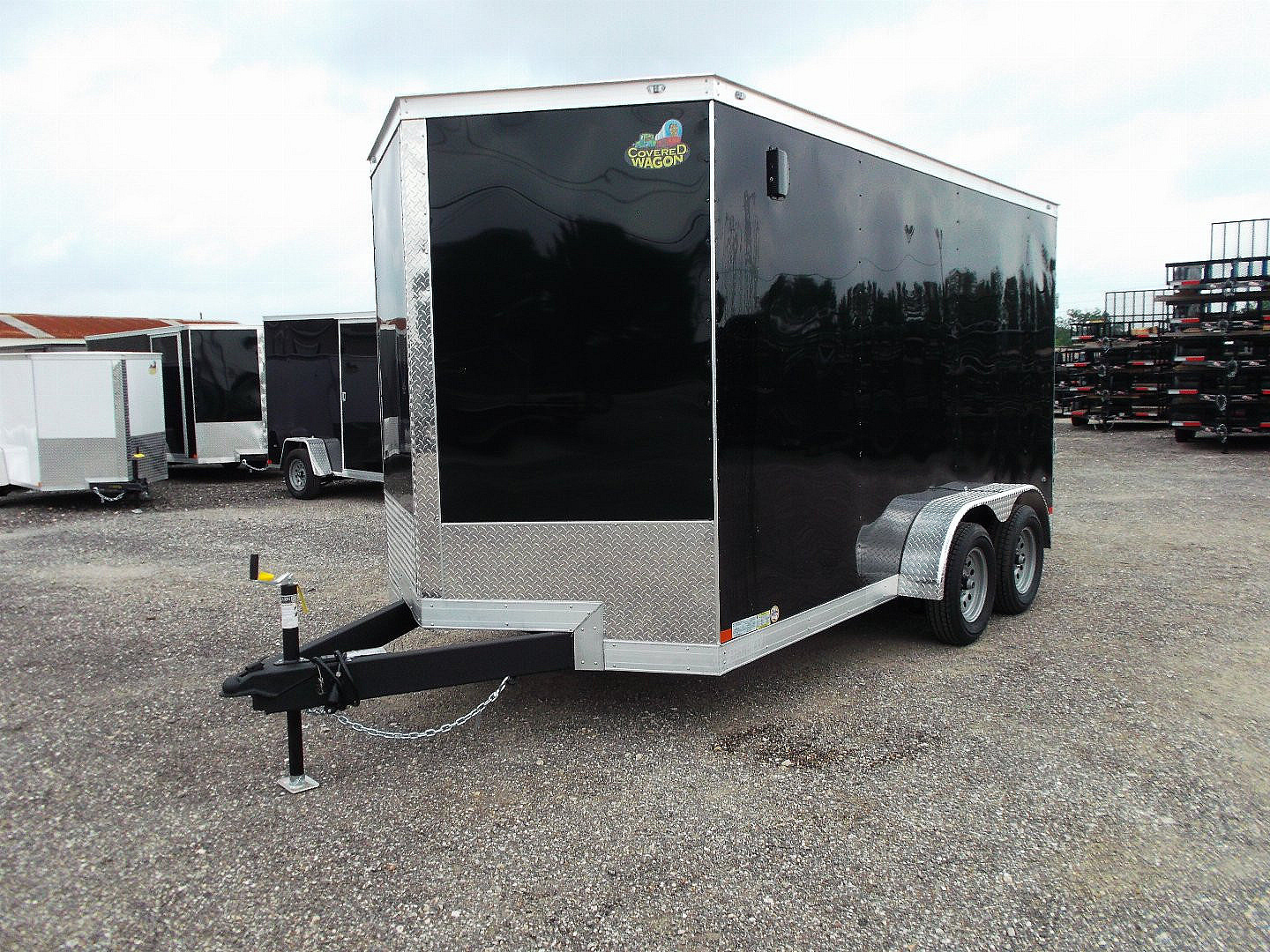 New 2025 COVERED WAGON TRAILERS 7x12 Tandem Axle Cargo Trailer / Enclosed Trailer / 6'6" Interior / Extra Wide Ramp / 36" RV Door / LEDs / .030 Black Semi-Screwless Exterior
