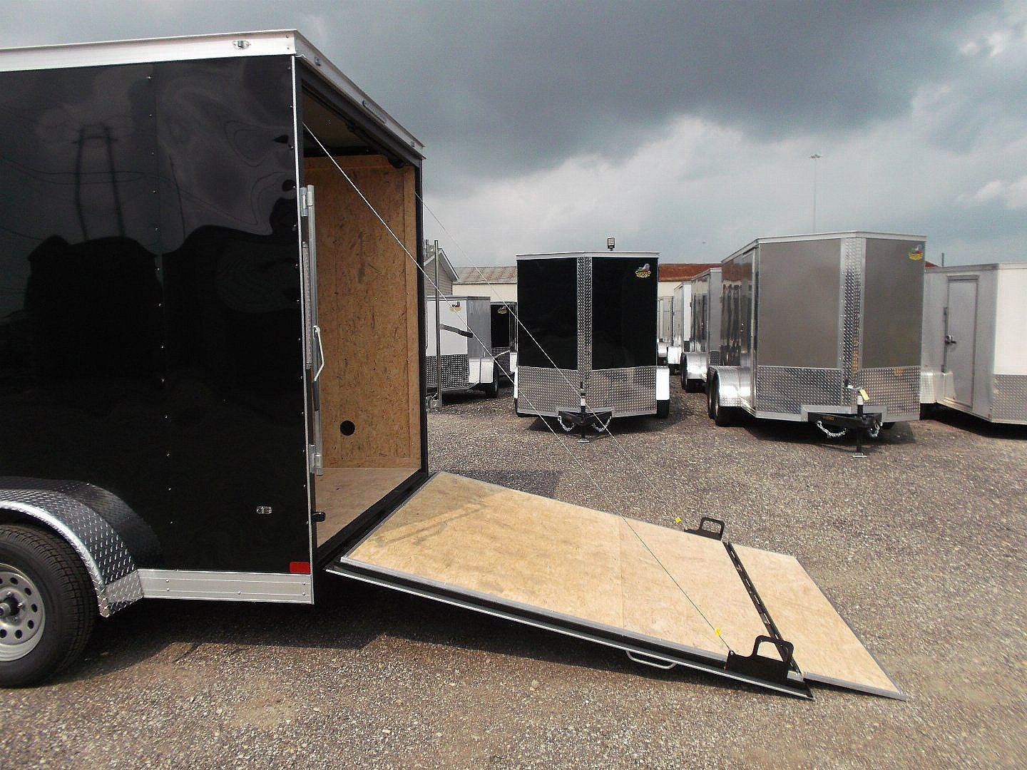 New 2025 COVERED WAGON TRAILERS 7x12 Tandem Axle Cargo Trailer / Enclosed Trailer / 6'6" Interior / Extra Wide Ramp / 36" RV Door / LEDs / .030 Black Semi-Screwless Exterior