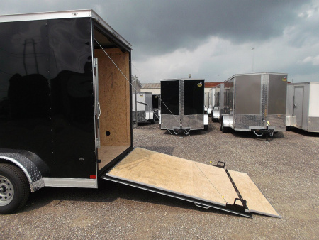 New 2025 COVERED WAGON TRAILERS 7x12 Tandem Axle Cargo Trailer / Enclosed Trailer / 6'6" Interior / Extra Wide Ramp / 36" RV Door / LEDs / .030 Black Semi-Screwless Exterior