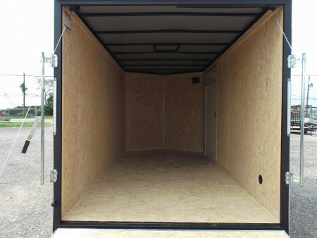 New 2025 COVERED WAGON TRAILERS 7x12 Tandem Axle Cargo Trailer / Enclosed Trailer / 6'6" Interior / Extra Wide Ramp / 36" RV Door / LEDs / .030 Black Semi-Screwless Exterior