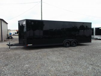 New 2025 COVERED WAGON TRAILERS 8.5x24 Cargo Trailer / Enclosed Trailer / Enclosed Car Hauler / 7ft Interior / 5200# Axles / Extra Wide Ramp Door / 48" RV Side Door / RV Step / .030 Black Semi-Screwless Exterior / Black Out Package