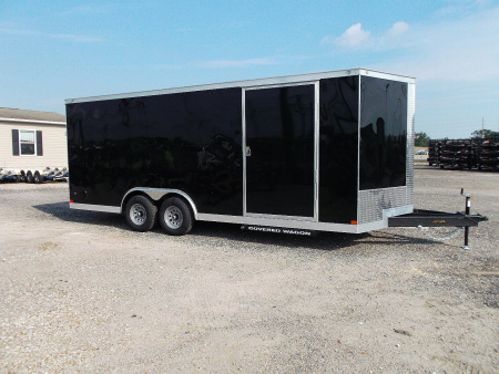 New 2025 COVERED WAGON TRAILERS 8.5x20 Cargo / Enclosed Trailer / 7'6" Interior / 5200# Axles / 48" RV Side Door / 60" Triple Tube Tongue / .080 Black Semi Screwless Exterior / Extra Wide Ramp