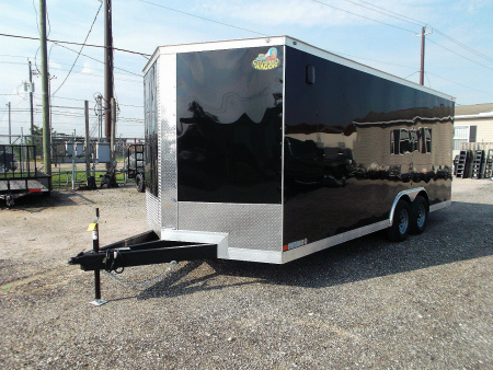 New 2025 COVERED WAGON TRAILERS 8.5x20 Cargo / Enclosed Trailer / 7'6" Interior / 5200# Axles / 48" RV Side Door / 60" Triple Tube Tongue / .080 Black Semi Screwless Exterior / Extra Wide Ramp