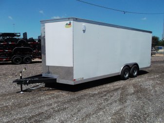 New 2025 COVERED WAGON TRAILERS 8.5x20 Cargo / Enclosed Trailer / Car Hauler / 7ft Interior Height / Extra Wide Ramp / 5200# Axles / LEDs / .030 White Semi-Screwless Exterior / 48" RV Side Door / 60" Triple Tube Tongue