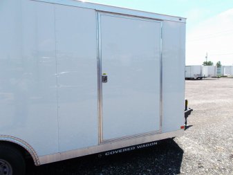 New 2025 COVERED WAGON TRAILERS 8.5x20 Cargo / Enclosed Trailer / Car Hauler / 7ft Interior Height / Extra Wide Ramp / 5200# Axles / LEDs / .030 White Semi-Screwless Exterior / 48" RV Side Door / 60" Triple Tube Tongue