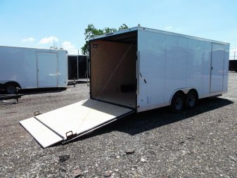 New 2025 COVERED WAGON TRAILERS 8.5x20 Cargo / Enclosed Trailer / Car Hauler / 7ft Interior Height / Extra Wide Ramp / 5200# Axles / LEDs / .030 White Semi-Screwless Exterior / 48" RV Side Door / 60" Triple Tube Tongue