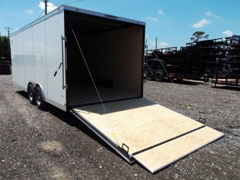 New 2025 COVERED WAGON TRAILERS 8.5x20 Cargo / Enclosed Trailer / Car Hauler / 7ft Interior Height / Extra Wide Ramp / 5200# Axles / LEDs / .030 White Semi-Screwless Exterior / 48" RV Side Door / 60" Triple Tube Tongue