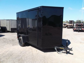 New 2025 COVERED WAGON TRAILERS 6x10 Single Axle Cargo / Enclosed Trailer / 6'6" Interior Height / Extra Wide Ramp Gate / RV Side Door / LEDs / .030 Black Semi-Screwless Exterior / Black Out Package
