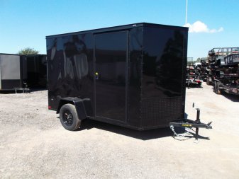 New 2025 COVERED WAGON TRAILERS 6x10 Single Axle Cargo / Enclosed Trailer / 6'6" Interior Height / Extra Wide Ramp Gate / RV Side Door / LEDs / .030 Black Semi-Screwless Exterior / Black Out Package
