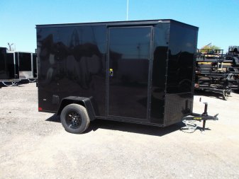 New 2025 COVERED WAGON TRAILERS 6x10 Single Axle Cargo / Enclosed Trailer / 6'6" Interior Height / Extra Wide Ramp Gate / RV Side Door / LEDs / .030 Black Semi-Screwless Exterior / Black Out Package