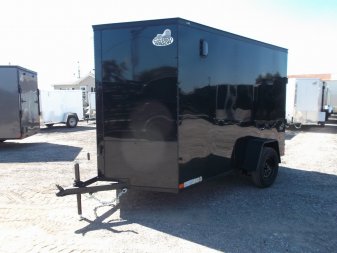 New 2025 COVERED WAGON TRAILERS 6x10 Single Axle Cargo / Enclosed Trailer / 6'6" Interior Height / Extra Wide Ramp Gate / RV Side Door / LEDs / .030 Black Semi-Screwless Exterior / Black Out Package
