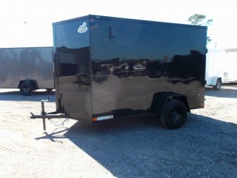 New 2025 COVERED WAGON TRAILERS 6x10 Single Axle Cargo / Enclosed Trailer / 6'6" Interior Height / Extra Wide Ramp Gate / RV Side Door / LEDs / .030 Black Semi-Screwless Exterior / Black Out Package