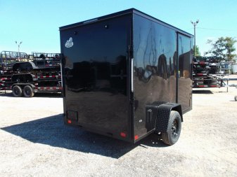 New 2025 COVERED WAGON TRAILERS 6x10 Single Axle Cargo / Enclosed Trailer / 6'6" Interior Height / Extra Wide Ramp Gate / RV Side Door / LEDs / .030 Black Semi-Screwless Exterior / Black Out Package