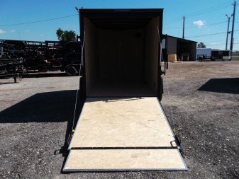 New 2025 COVERED WAGON TRAILERS 6x10 Single Axle Cargo / Enclosed Trailer / 6'6" Interior Height / Extra Wide Ramp Gate / RV Side Door / LEDs / .030 Black Semi-Screwless Exterior / Black Out Package