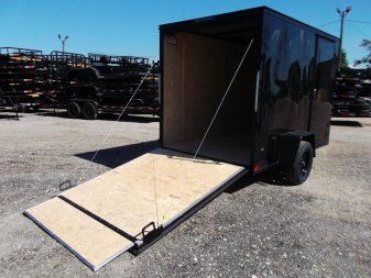 New 2025 COVERED WAGON TRAILERS 6x10 Single Axle Cargo / Enclosed Trailer / 6'6" Interior Height / Extra Wide Ramp Gate / RV Side Door / LEDs / .030 Black Semi-Screwless Exterior / Black Out Package