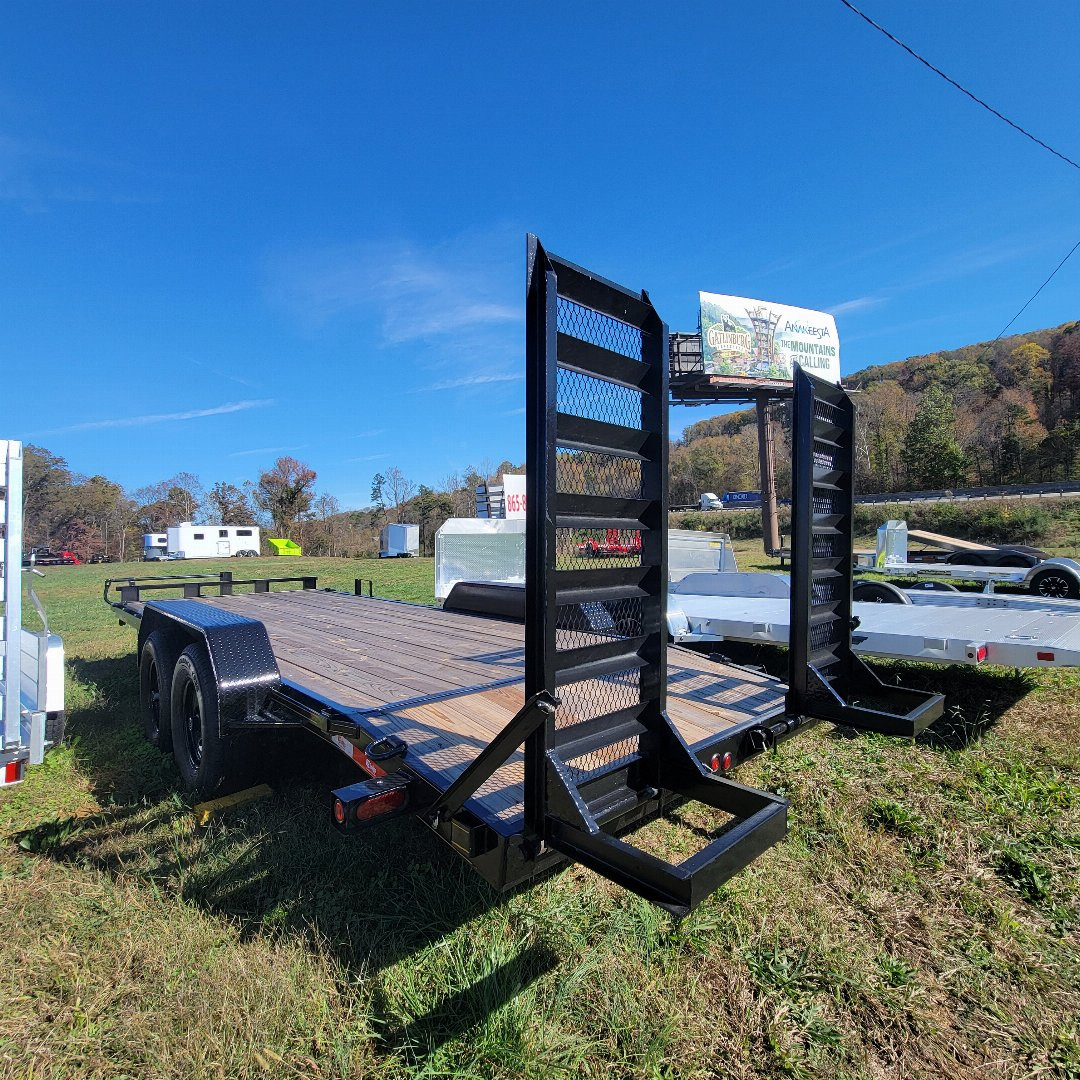 New 2024 P & T Trailers 14K 17+3, black; wood Car Hauler