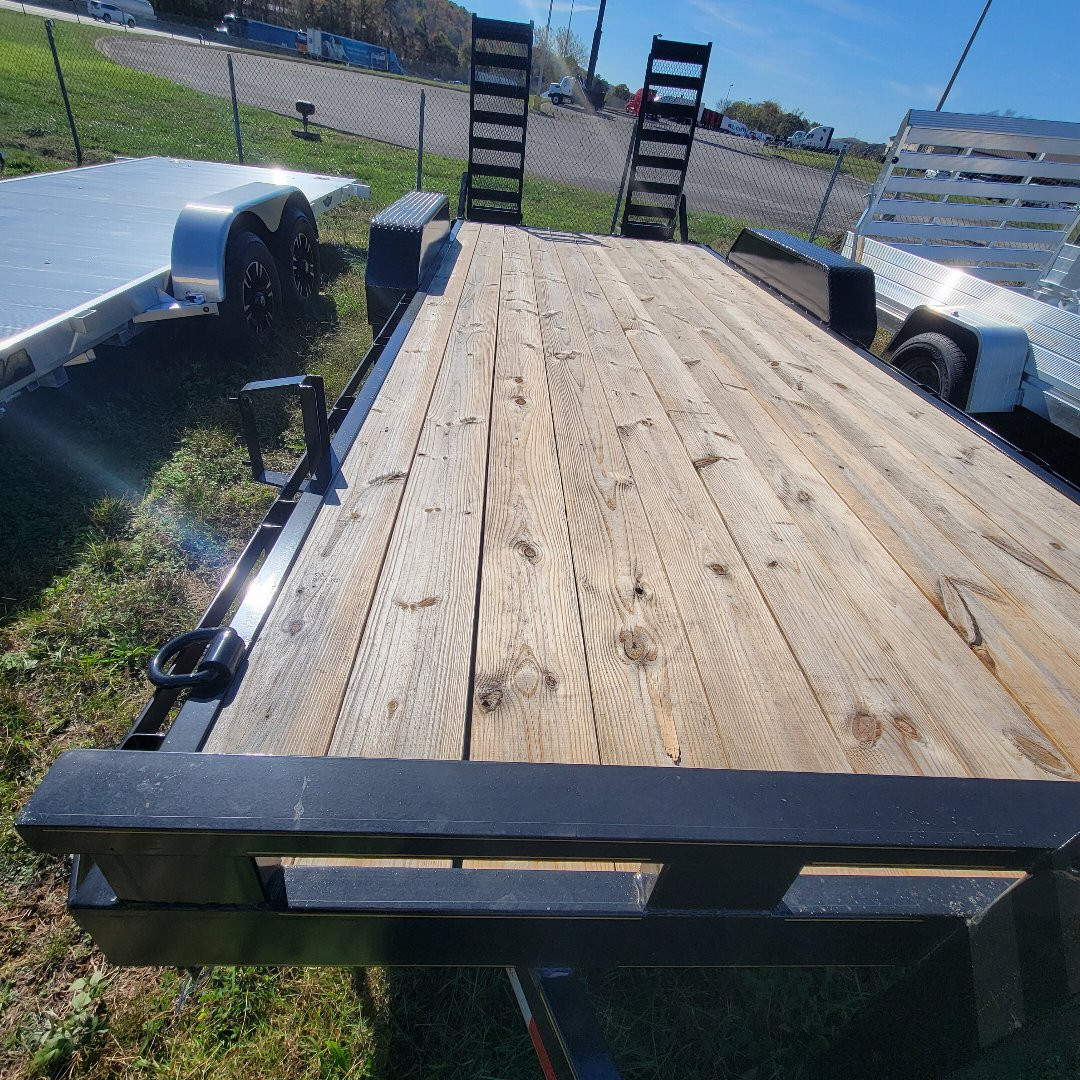 New 2024 P & T Trailers 14K 17+3, black; wood Car Hauler