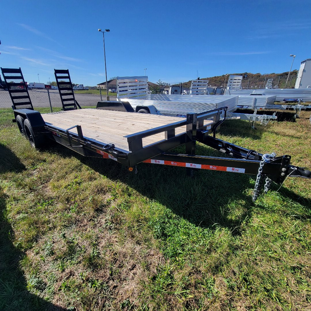 New 2024 P & T Trailers 14K 17+3, black; wood Car Hauler